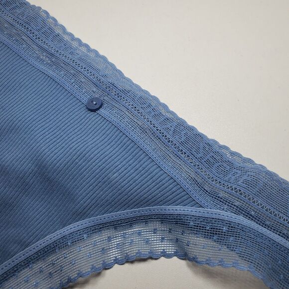 NEW True Vintage 90s Victoria Secret Blue Low Rise Sz XL Thong Sexy Sheer Trim - Picture 2 of 6